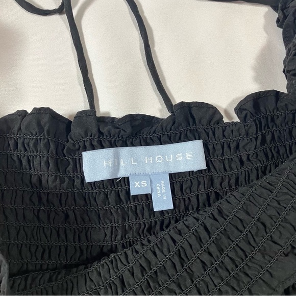 Hill House Jammie Jewel Crystal Stone Embellished Smocked Puff Sleeve Black Top - Picture 5 of 9